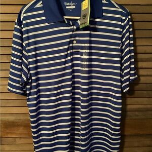 NWT Walter Hagen Men's Blue Striped Polo/Golf Shirt Medium